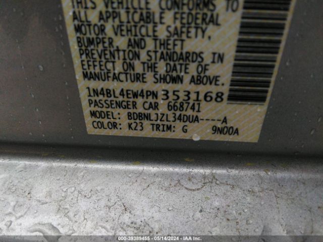 1N4BL4EW4PN353168 Nissan Altima Sl Intelligent Awd