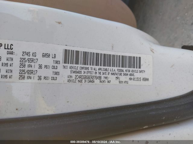 2C4RDGBG6ER276498 Dodge Grand Caravan American Value Pkg