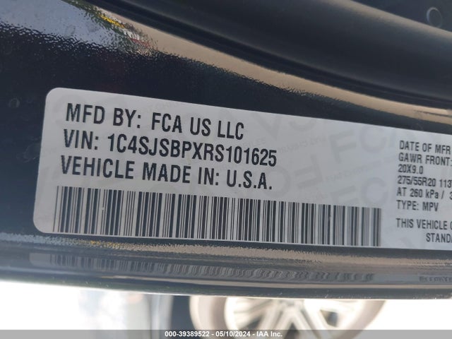 1C4SJSBPXRS101625 Jeep Wagoneer L Series Ii 4x4