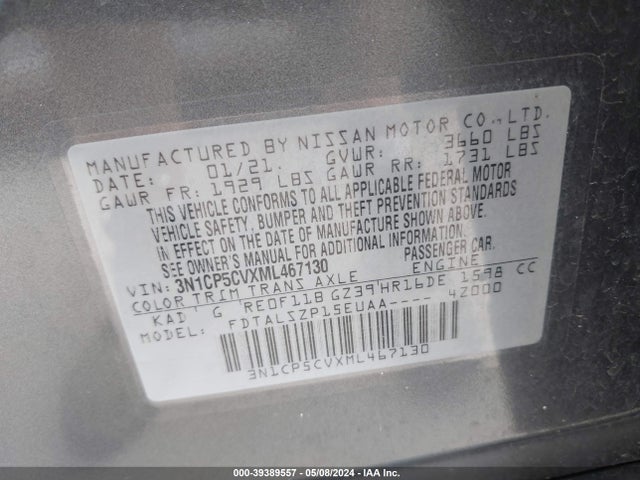Nissan Kicks Sv Xtronic Cvt 2021 3N1CP5CVXML467130 Image 9