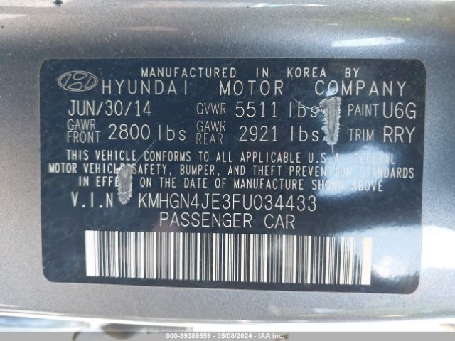 KMHGN4JE3FU034433 Hyundai Genesis 3.8