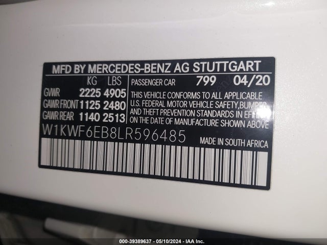 W1KWF6EB8LR596485 Mercedes-Benz Amg C 43 4matic