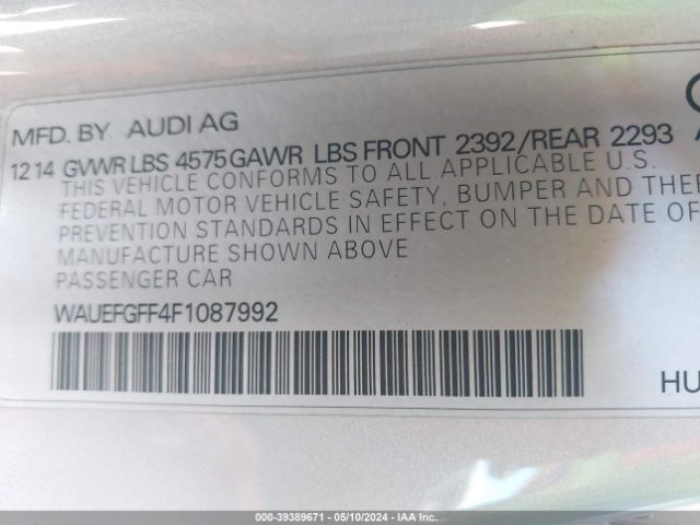 WAUEFGFF4F1087992 Audi A3 2.0t Premium