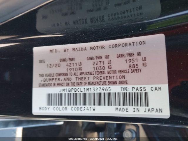 JM1BPBCL1M1327965 Mazda Mazda3 Preferred