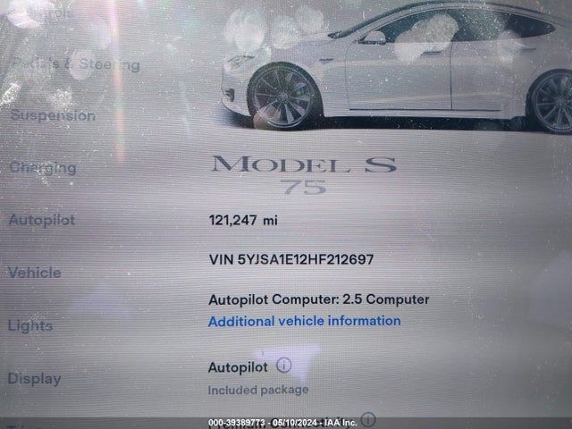 5YJSA1E12HF212697 Tesla Model S 60/75
