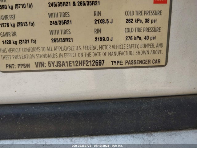 5YJSA1E12HF212697 Tesla Model S 60/75
