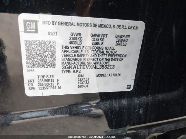 3GKALTEVXML356213 GMC Terrain Awd Sle