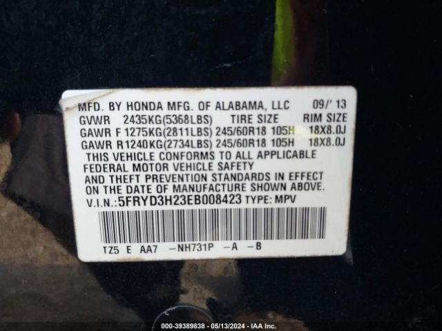 5FRYD3H23EB008423 Acura MDX