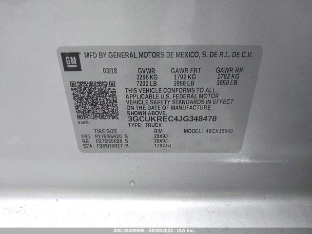 Chevrolet Silverado 1500 2lt 2018 3GCUKREC4JG348478 Image 9