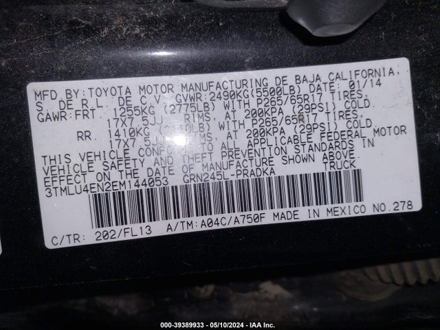 Toyota Tacoma Base V6 2014 3TMLU4EN2EM144053 Image 9