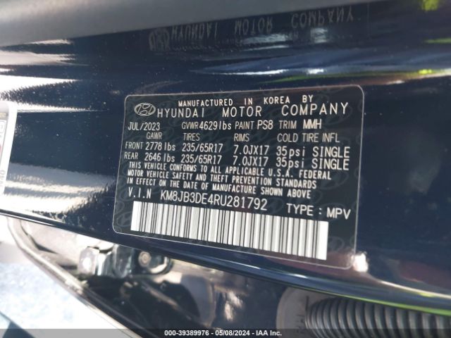 KM8JB3DE4RU281792 Hyundai TUCSON SEL