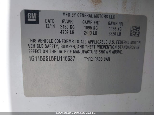 Chevrolet Impala 1lz 2015 1G1155SL5FU116637 Image 9