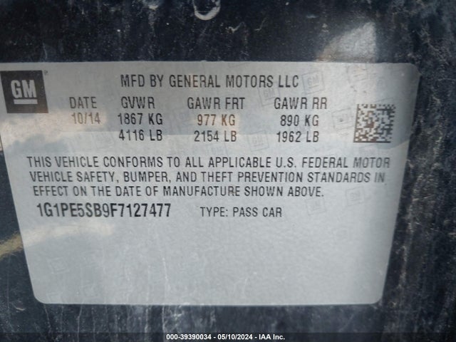 Chevrolet Cruze 2lt Auto 2015 1G1PE5SB9F7127477 Image 9