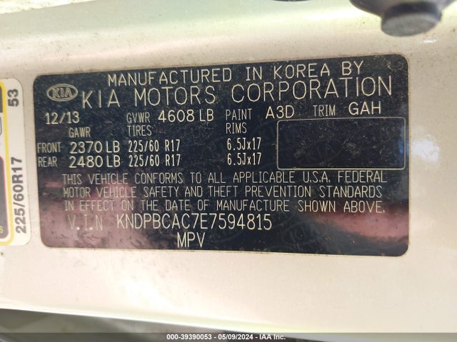 KIA Sportage Lx 2014 KNDPBCAC7E7594815 Image 9