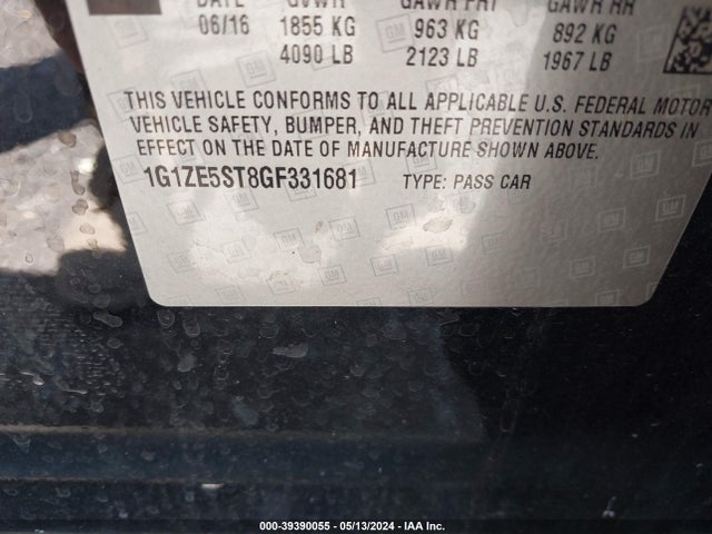 Chevrolet MALIBU 1LT 2016 1G1ZE5ST8GF331681 Image 9