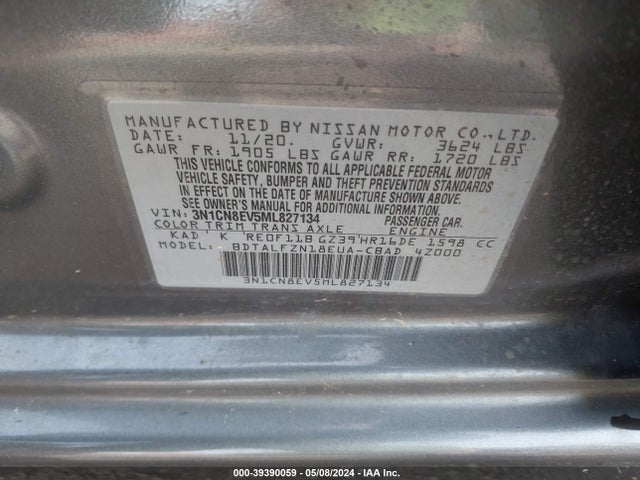 Nissan Versa Sv Xtronic Cvt 2021 3N1CN8EV5ML827134 Image 9