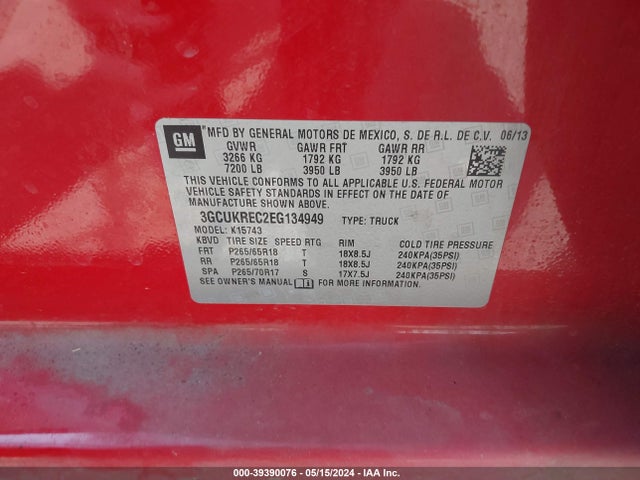 Chevrolet Silverado 1500 1lt 2014 3GCUKREC2EG134949 Image 9