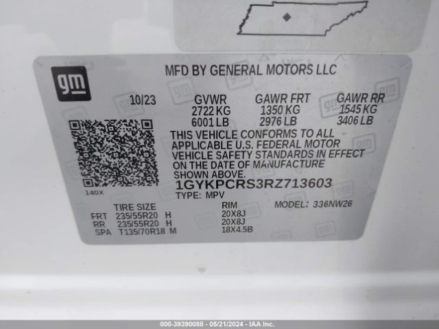1GYKPCRS3RZ713603 Cadillac Xt6 Fwd Premium Luxury