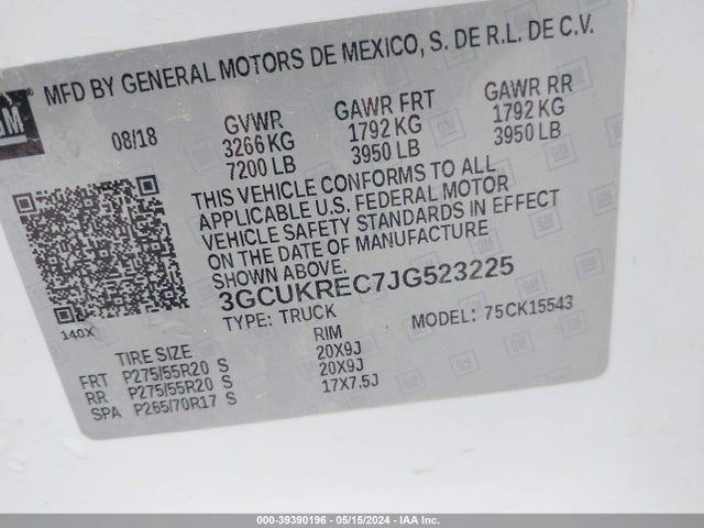 Chevrolet Silverado 1500 2lt 2018 3GCUKREC7JG523225 Image 9