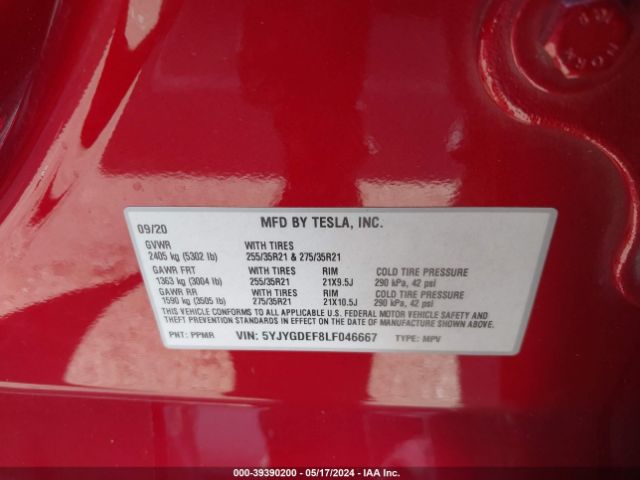 5YJYGDEF8LF046667 Tesla Model Y Long Range Dual Motor All-wheel Drive/performance Dual Motor All-wheel Drive