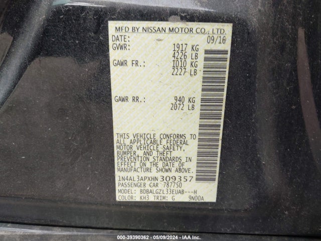 Nissan Altima 2.5 S 2017 1N4AL3APXHN309357 Image 9