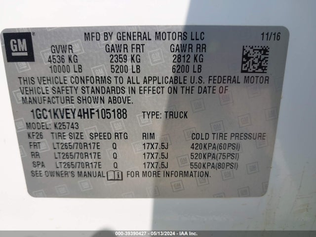 Chevrolet Silverado 2500hd Lt 2017 1GC1KVEY4HF105188 Image 9