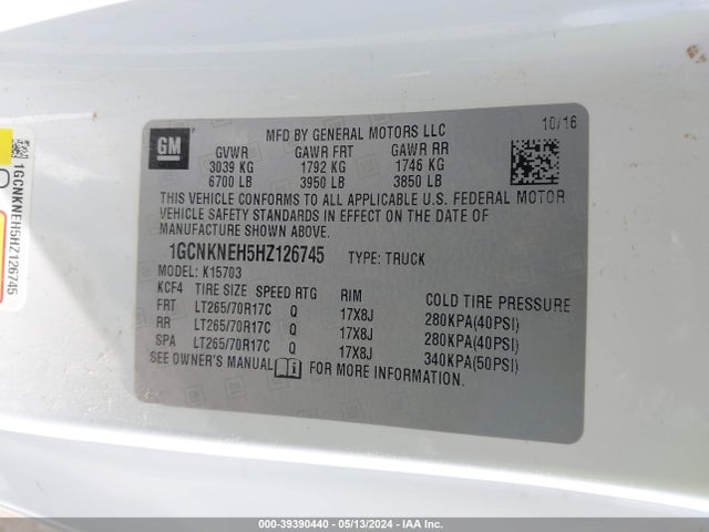 Chevrolet Silverado 1500 Wt 2017 1GCNKNEH5HZ126745 Image 9