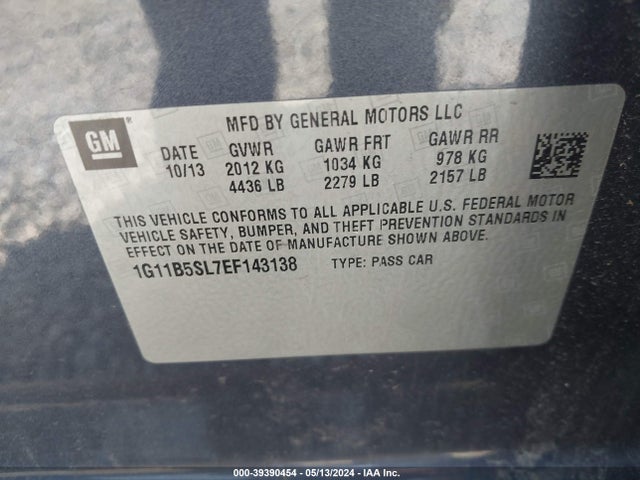 Chevrolet Malibu 1ls 2014 1G11B5SL7EF143138 Image 9