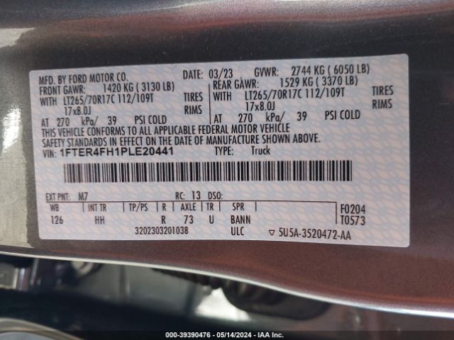 1FTER4FH1PLE20441 Ford Ranger Lariat