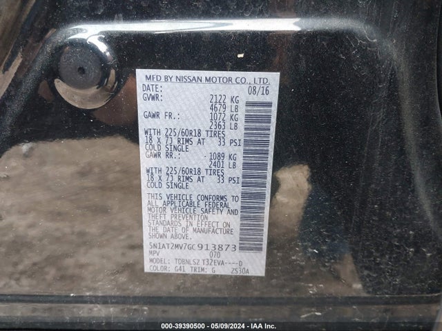 Nissan Rogue Sl 2016 5N1AT2MV7GC913873 Image 9