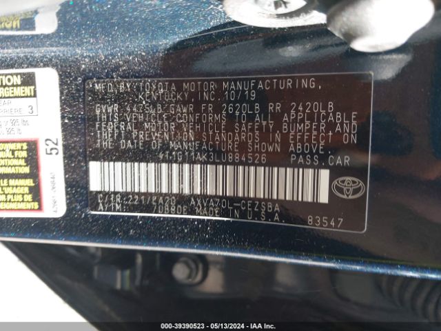 4T1G11AK3LU884526 Toyota CAMRY SE