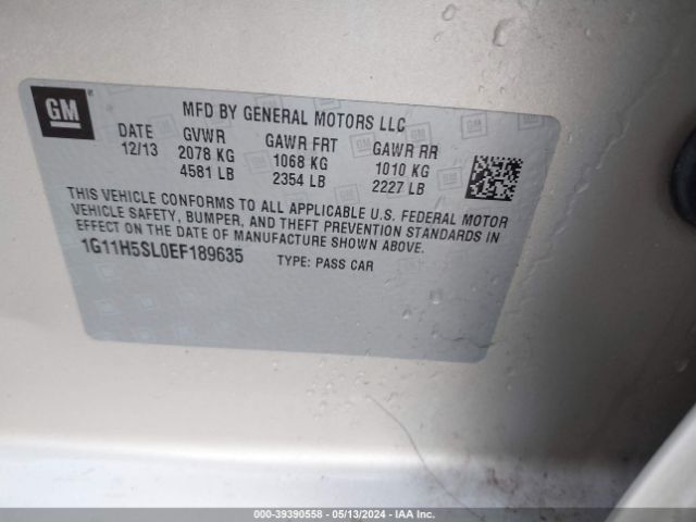 1G11H5SL0EF189635 Chevrolet Malibu 1lz