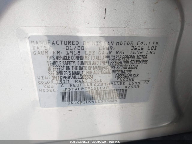 Nissan Kicks S Xtronic Cvt 2020 3N1CP5BV4LL505824 Image 9