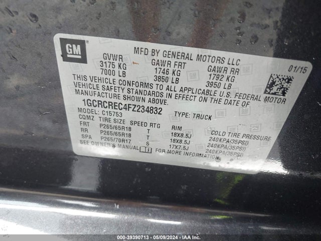 Chevrolet Silverado 1500 1lt 2015 1GCRCREC4FZ234832 Image 9
