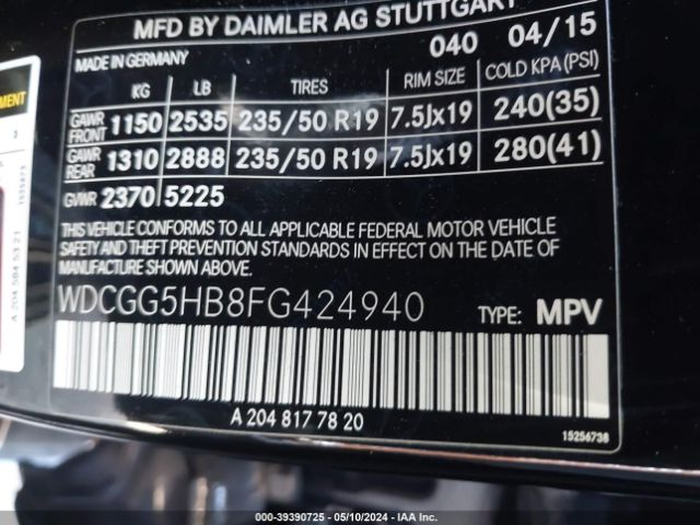 WDCGG5HB8FG424940 Mercedes-Benz GLK 350
