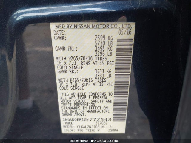 Nissan Frontier Sv 2016 1N6AD0ER1GN772548 Image 8