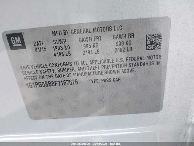Chevrolet CRUZE LTZ 2015 1G1PG5SB3F7167676 Image 9