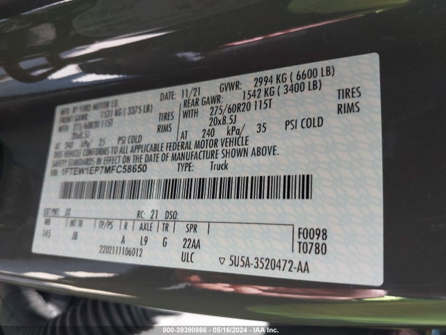 Ford F-150 Xl 2021 1FTEW1EP7MFC58650 Image 9