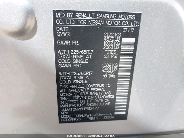 Nissan ROGUE S 2017 KNMAT2MV8HP612477 Image 9