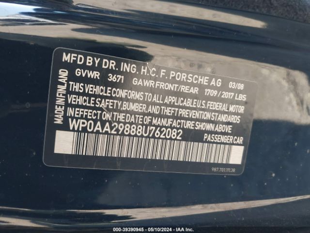2008 PORSCHE CAYMAN WP0AA29888U762082 Photo 8