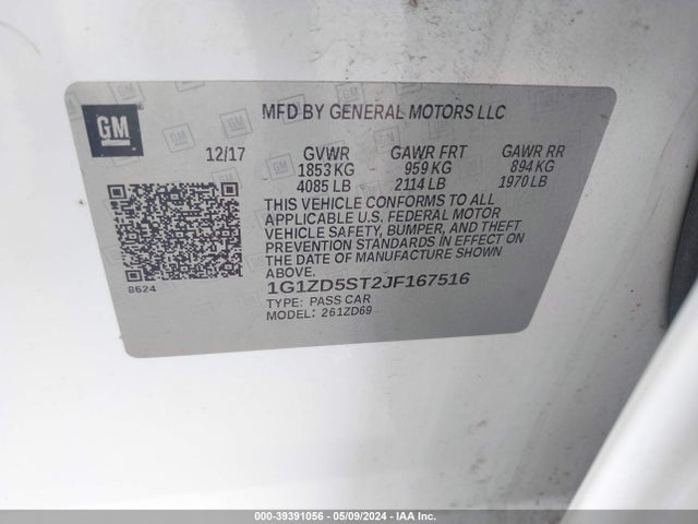 Chevrolet MALIBU LT 2018 1G1ZD5ST2JF167516 Image 9