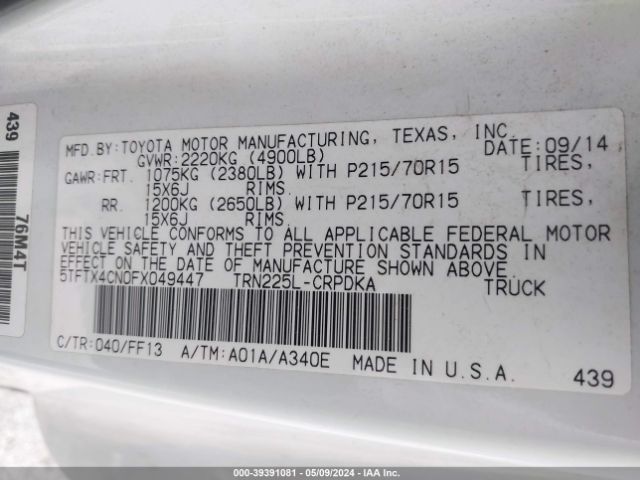 5TFTX4CN0FX049447 Toyota Tacoma