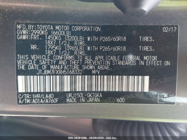 JTJBM7FXXH5168332 Lexus 460