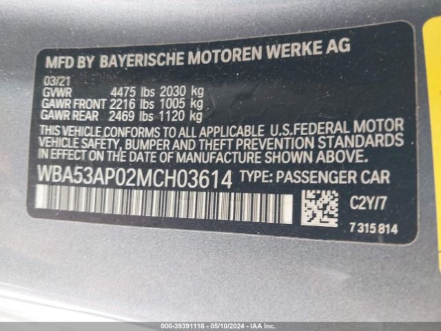 WBA53AP02MCH03614 BMW 430I