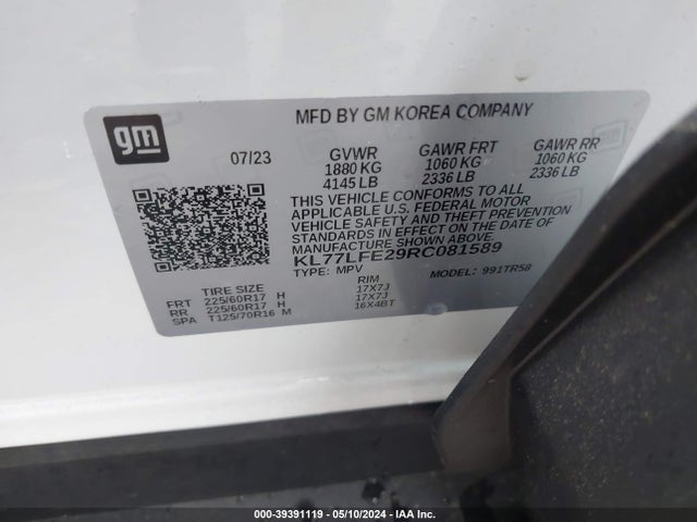 Chevrolet Trax Fwd Sp 2024 KL77LFE29RC081589 Image 9