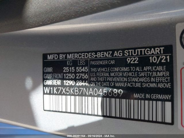 2022 MERCEDES-BENZ AMG GT 43 4-DOOR COUPE W1K7X5KB7NA045689 Photo 8
