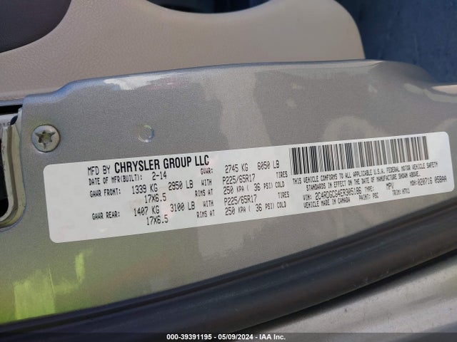 Dodge Grand Caravan Sxt 2014 2C4RDGCG4ER305186 Image 9