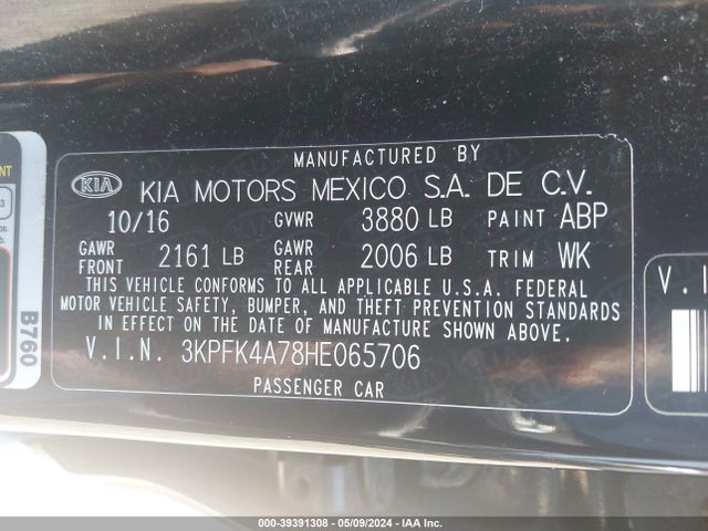 KIA FORTE LX 2017 3KPFK4A78HE065706 Image 9