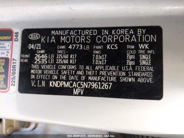 KIA Sportage Lx 2022 KNDPMCAC5N7961267 Image 9