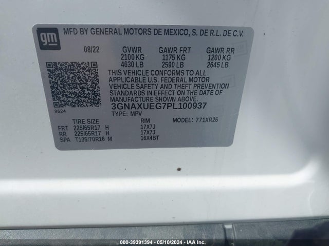 Chevrolet Equinox Awd Lt 2023 3GNAXUEG7PL100937 Image 9